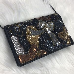 Carla Marchi Bow Sequins Evening Bag